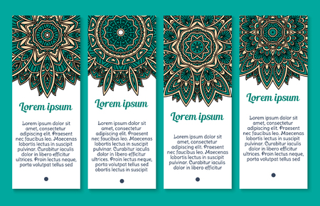Vector banners floral Paisley or Mandala patternのイラスト素材