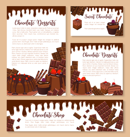 Vector chocolate desserts and pastry templatesのイラスト素材