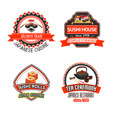 Vector icons set for Japanese sushi restaurantのイラスト素材