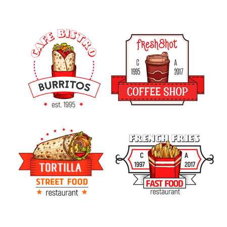 Fast food vector menu icons of fastfood restaurantのイラスト素材
