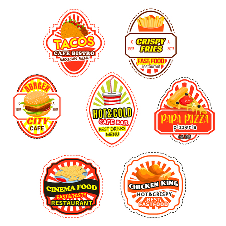 Fast food icons and symbolsのイラスト素材