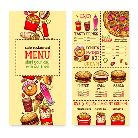Fast food menu banner for restaurant and cafe design.のイラスト素材