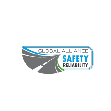 Road traffic safety symbol with asphalt highwayのイラスト素材