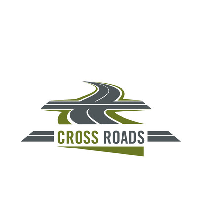 Cross road symbol with highway and cross waysのイラスト素材