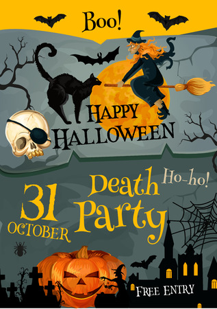 Halloween party vector poster for holiday nightのイラスト素材