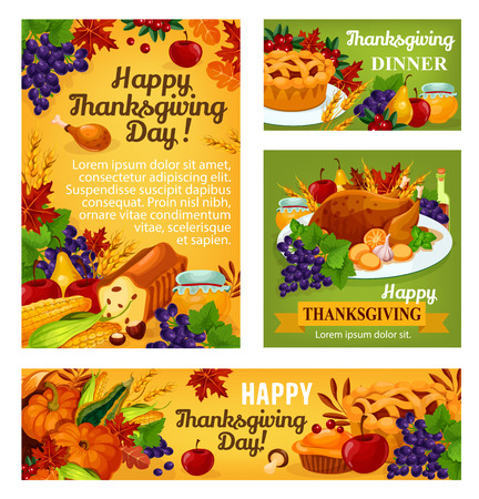 Thanksgiving day vector posters and bannersのイラスト素材