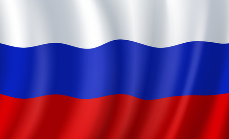 Russia 3D flag. Vector Russian national symbolのイラスト素材