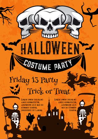 Halloween holiday poster for costume horror partyのイラスト素材