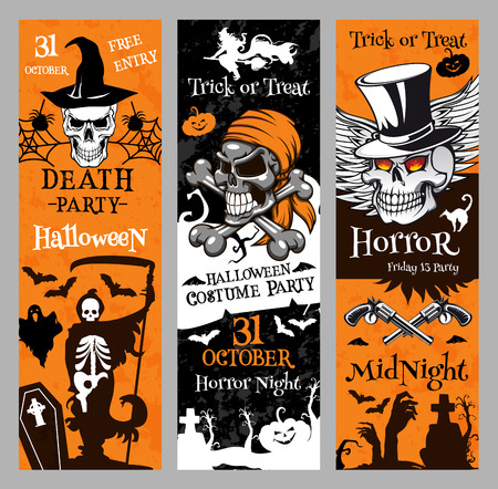Halloween vector banners for holiday horror nightのイラスト素材