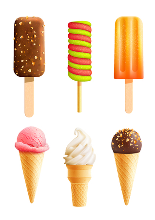 3D ice cream icons setのイラスト素材