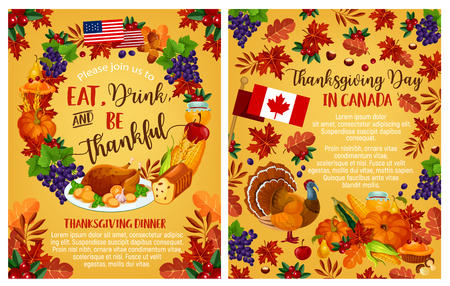 Thanksgiving day vector Canadian greeting postersのイラスト素材