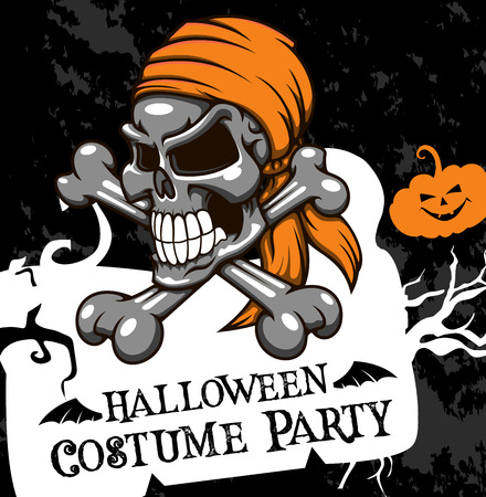 Halloween vector poster costume party skullのイラスト素材