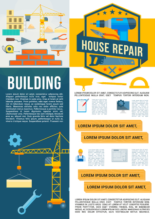 Vector building construction work tools posterのイラスト素材