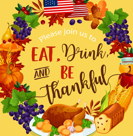 Thanksgiving day vector harvest greeting poster.のイラスト素材