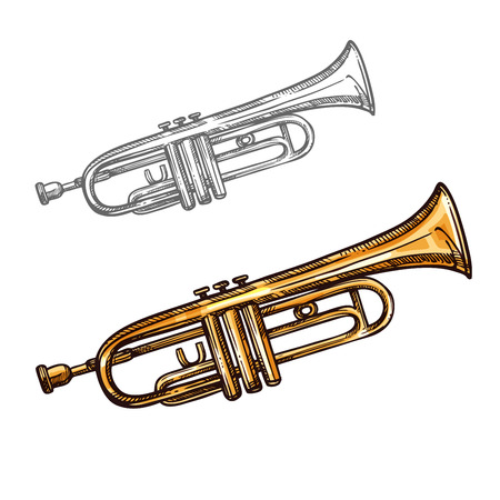 Vector sketch trumpet musical instrument.のイラスト素材