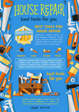 Vector work tools for house repair poster.のイラスト素材
