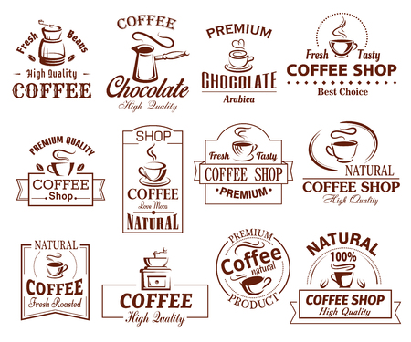 Vector icons set of coffee cups for coffeeshopのイラスト素材