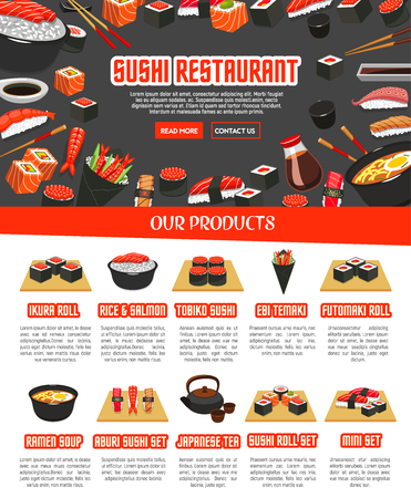 Vector menu for Japanese sushi foodのイラスト素材