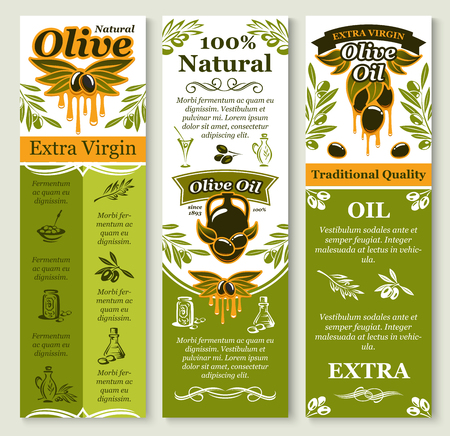 Vector olives banners for organic olive oilのイラスト素材