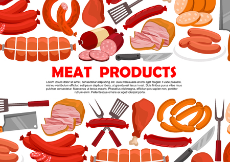 Vector poster of fresh meat productsのイラスト素材