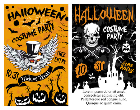 Halloween party vector trick ot treat night posterのイラスト素材