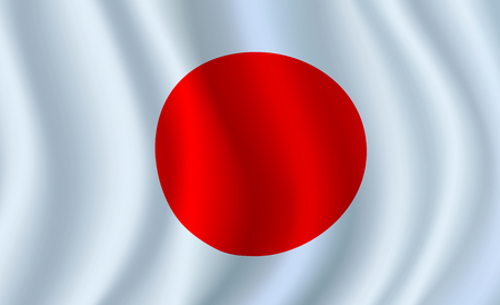 Vector 3D flag of Japan. Japanese national symbolのイラスト素材