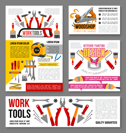Vector posters of home repair handyman work toolsのイラスト素材