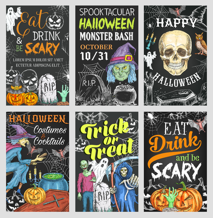 Halloween holiday trick or treat party bannerのイラスト素材