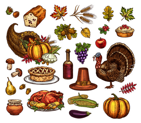 Thanksgiving day isolated vector icons setのイラスト素材