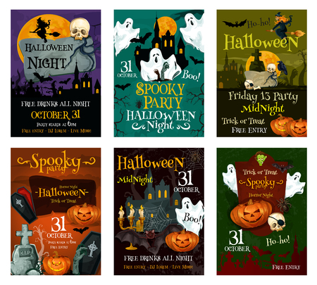 Halloween greeting card with ghost and pumpkinのイラスト素材