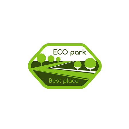 Green trees of eco park village vector iconのイラスト素材
