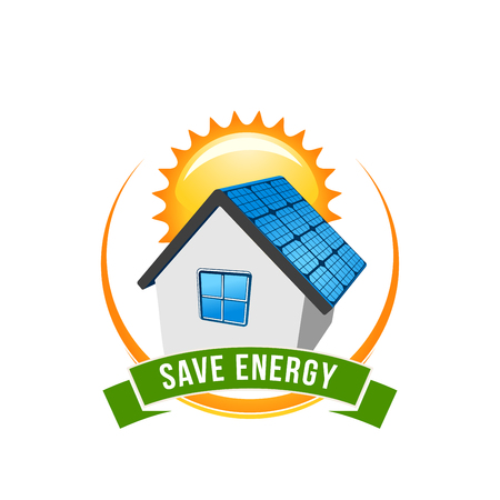 Green energy save solar house vector iconのイラスト素材