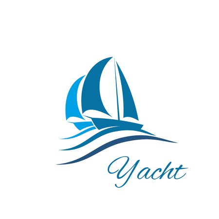 Yacht boat wave icon for sport sail travel clubのイラスト素材