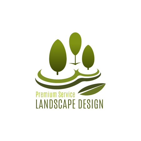 Green tree landscape design gardening vector iconのイラスト素材