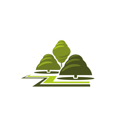 Green tree park landscape gardening vector iconのイラスト素材