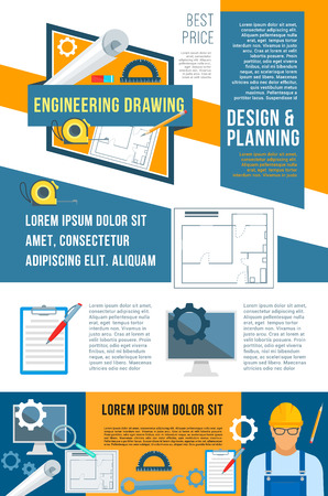 Construction, planning and building design bannerのイラスト素材