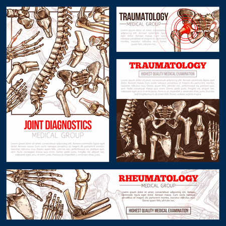 Medical banner template set of bone, joint x-rayのイラスト素材