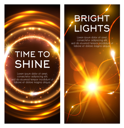 Glowing golden lights banner set designのイラスト素材