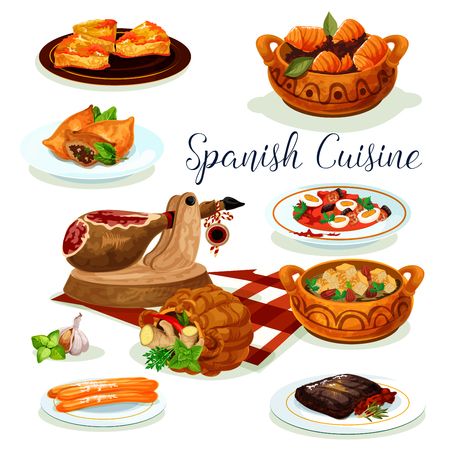 Spanish cuisine dinner menu poster designのイラスト素材