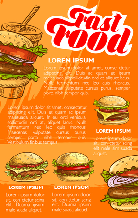 Fast food burger and drink menu banner templateのイラスト素材