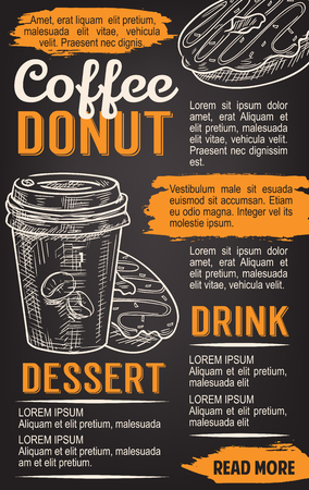 Donut and coffee chalkboard poster templateのイラスト素材