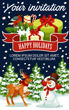 Christmas greeting vector New Year posterのイラスト素材
