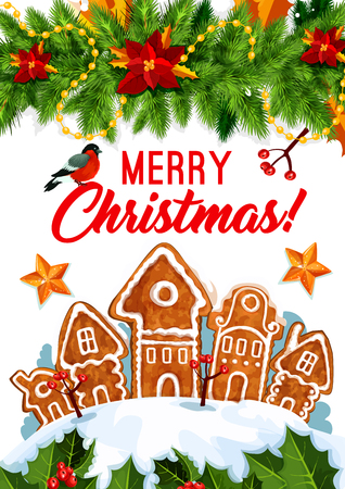 Merry Christmas winter cookie vector greeting cardのイラスト素材