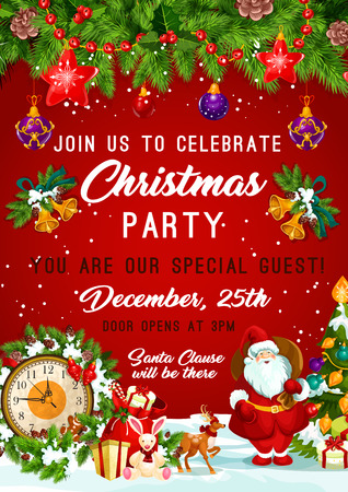 Christmas party vector New Year invitation posterのイラスト素材