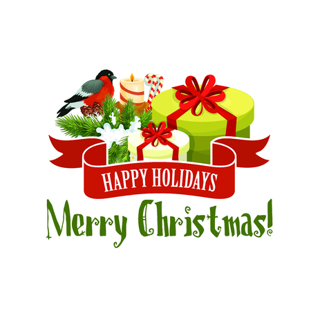 Christmas tree and gift icon, Xmas holiday designのイラスト素材
