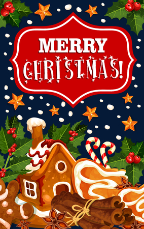 Merry Christmas winter cookie vector greeting cardのイラスト素材