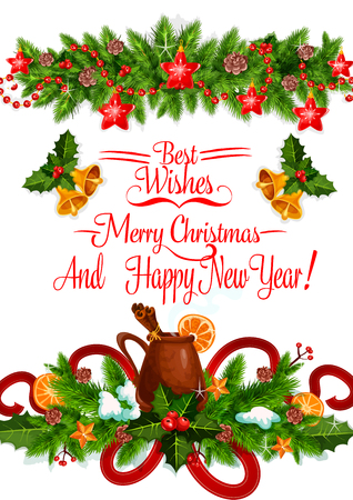 Merry Christmas decoration vector greeting cardのイラスト素材