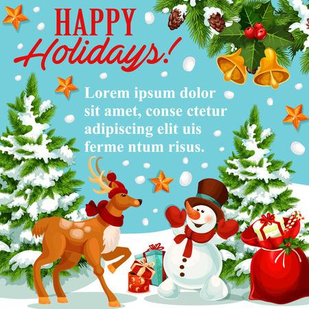 Holiday greeting poster design illustration.のイラスト素材