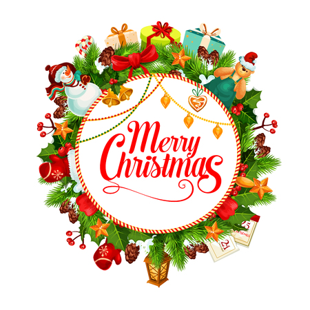 Christmas wreath greeting cardのイラスト素材