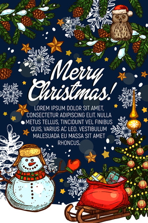 Merry Christmas greeting card.のイラスト素材